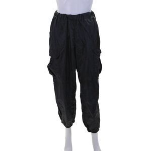 Riley Womens Solid Black High Rise Cuff Ankle Cargo Jogger Pants Size M